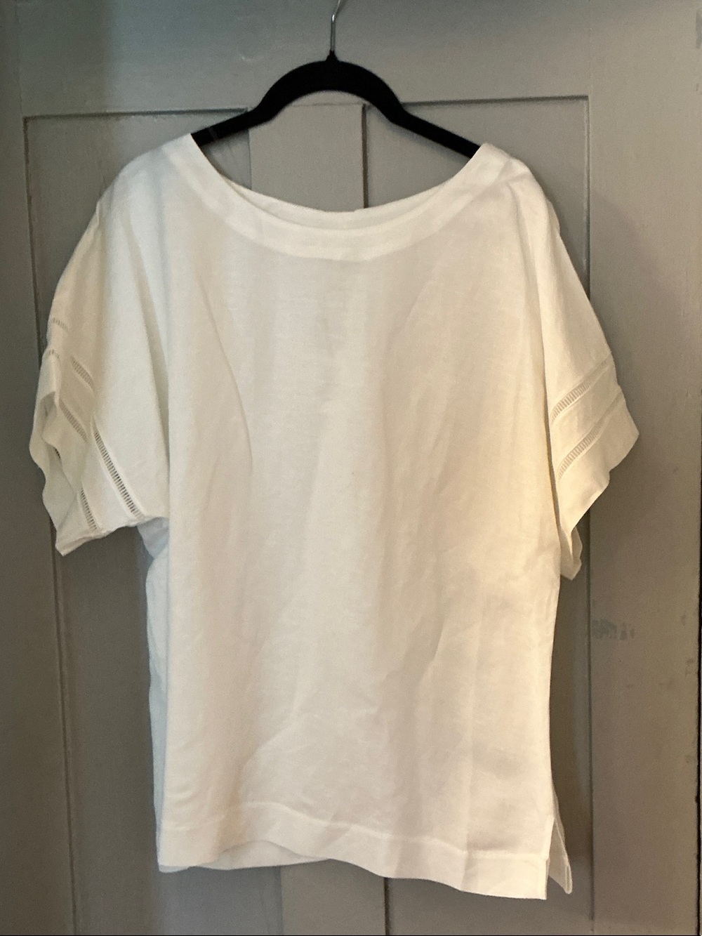Anne Klein Creamy White Linen Viscose Top NWT Relaxed Fit Medium Button Back